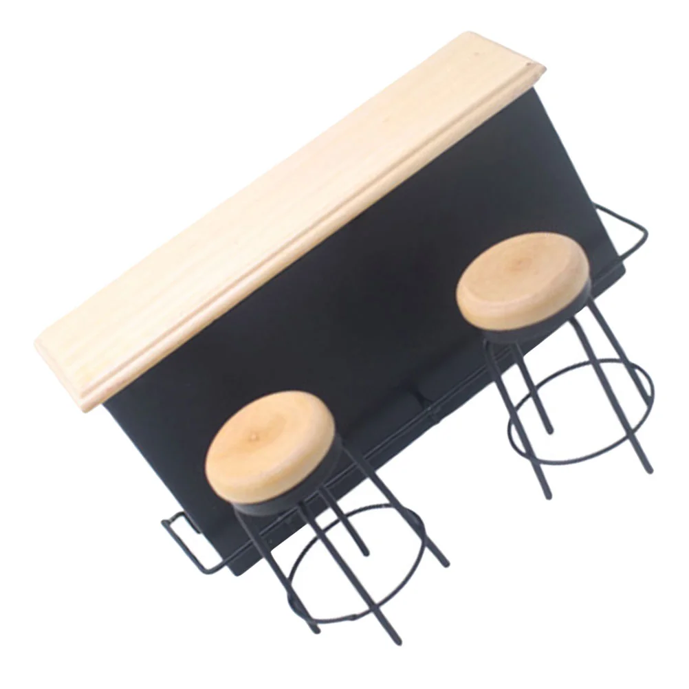

Dollhouse Bar Barstool Chairs Mini Counter Kitchen Toys DIY Adornments Wood Accessories Decorations Ornament