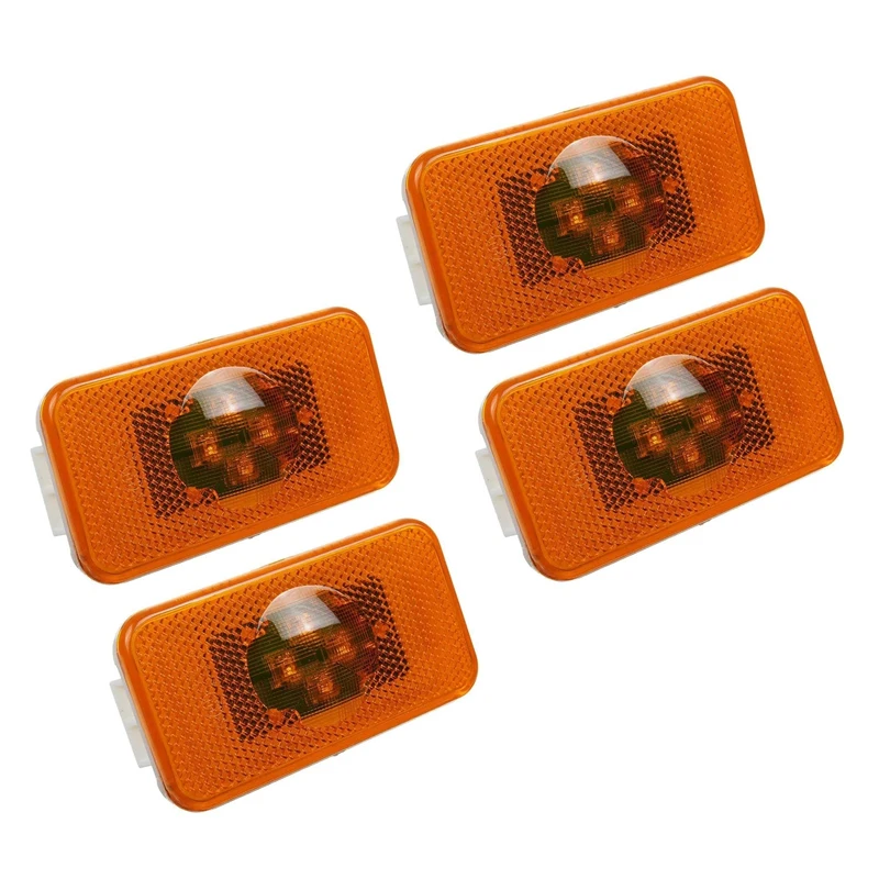

4Pcs 24V Car Truck LED Side Marker Light 4Leds Amber Indicator Warning Lamps For Volvo Trucks FM/FH