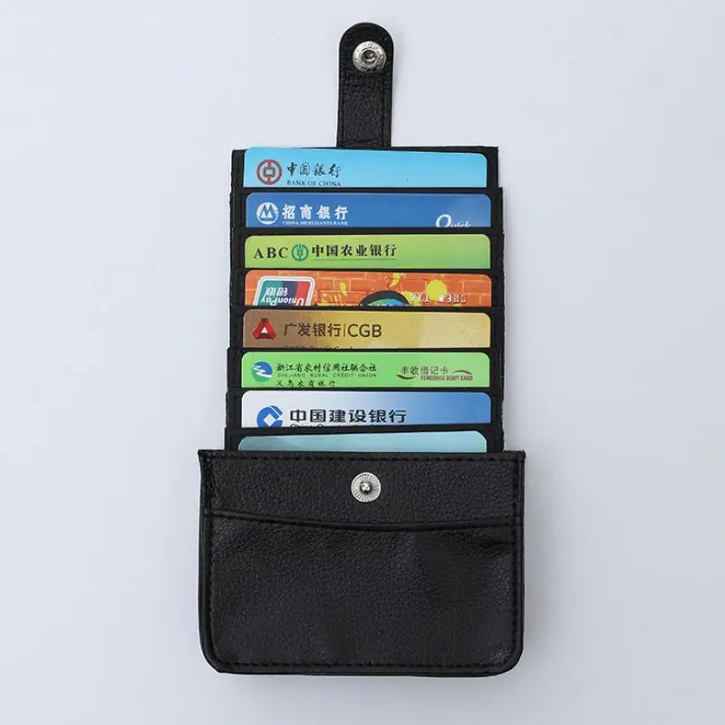 

Large Capacity RFID Blocking Mini Card Wallet Pu Leather Pull Out Credit Card Case Driver License Bag Men ID Bank Card Holders