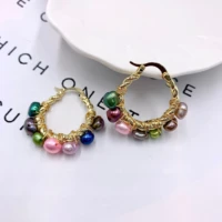 5 pieces 2022plated natural freshwater pearl 14k oval earrings suitable for womens gifts