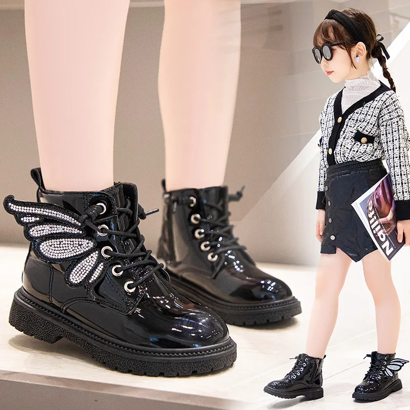 

Детские ботинки из ПУ кожи, на резиновой подошве