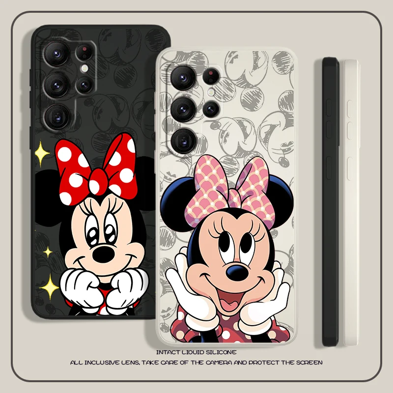 

Disney Minnie Mouse Cute For Samsung S23 S22 S21 Ultra S20 FE S10 S9 Plus Lite 5G Liquid Rope Phone Case Cover