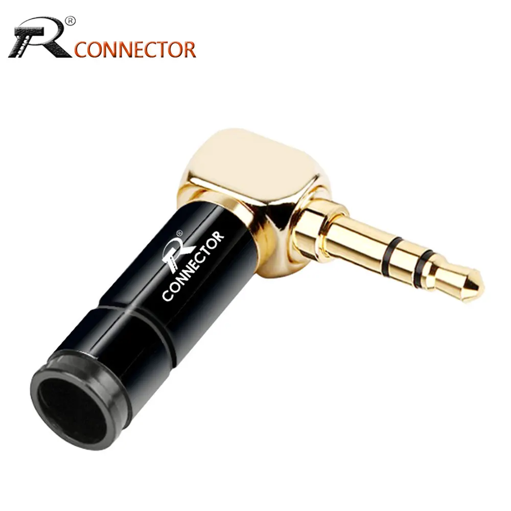 

4PC Luxury Jack 3.5mm Right Angle Earphone plug 3Pole Gold-plated Wire Connector Fit for 6mm Cable DIY Play Aluminum alloy tube
