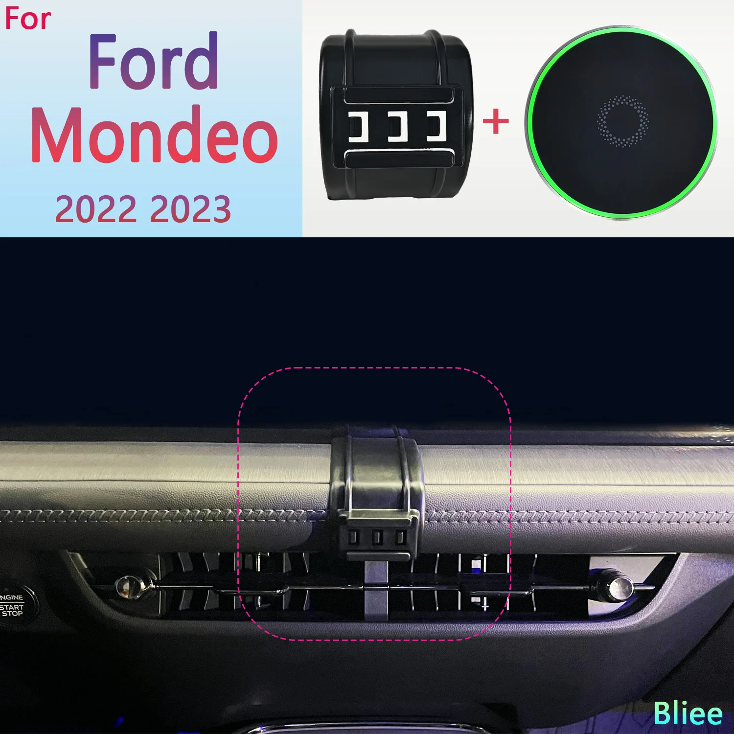 Mondeo do Forda 2022 2023 Magnetyczny uchwyt samochodowy na telefon 15 W Bezprzewodowe ładowanie Stojak MagSafe Base