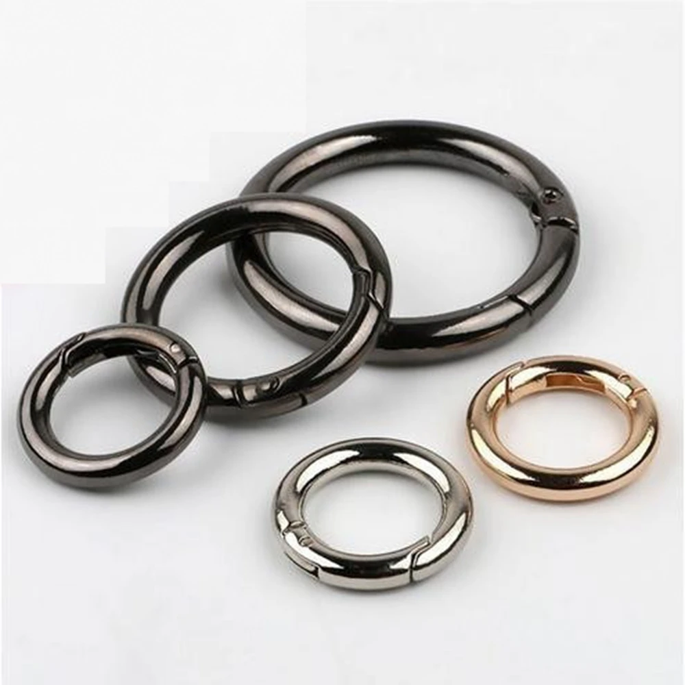 

Black gold silver Round Push Trigger Spring O-Ring Buckles Bag Belt Buckle Carabiner Purses Handbags Snap Clasp Clip