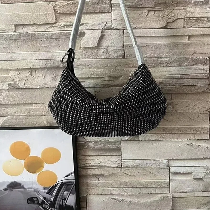 Rhinestone bag 2023 new fashionable leather, western style, senior sense, single shoulder, diagonal arm, diamond, full of diamon