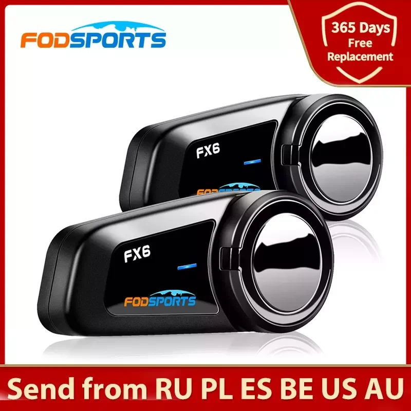 

NEW2023 2 pcs FX6 Helmet Intercom Motorcycle Bluetooth Helmet Headset 6 1000m Moto Interphone Intercomunicador FM BT 5.0