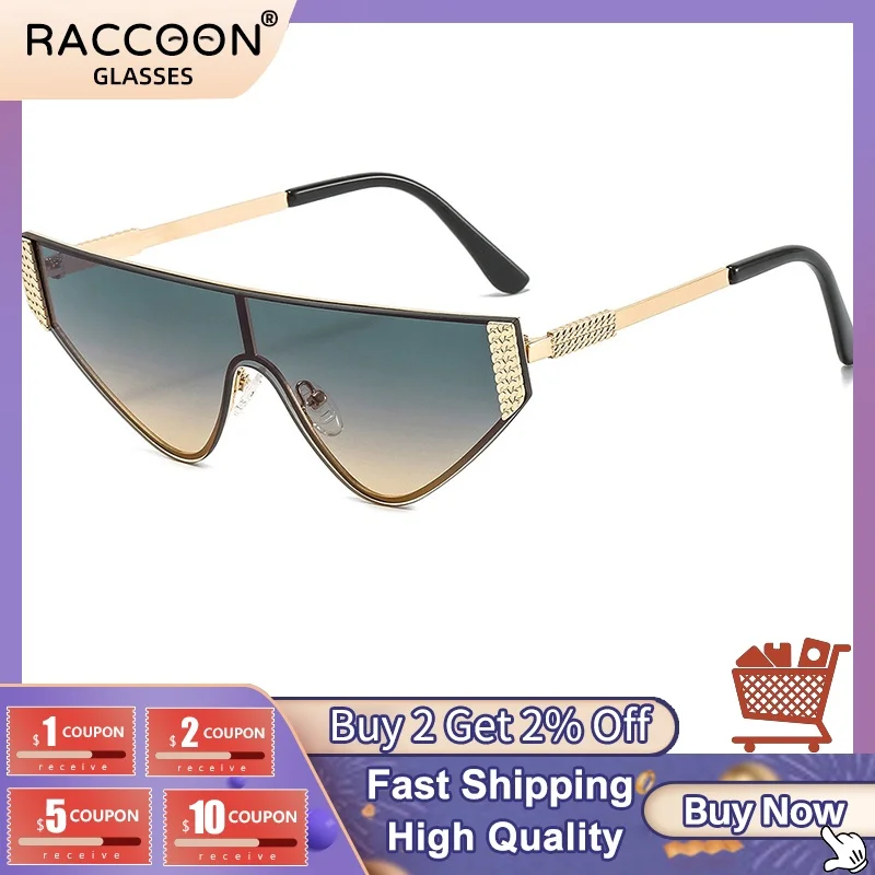 

2022 New Fashion Women Street Shooting Ins Sunglasses Personalized One-Piece Triangle Sun Glasses Ocean Lens Metal Eyewear Men