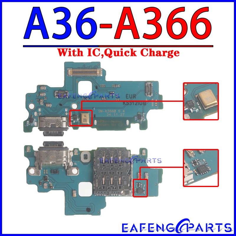 Фото USB-порт для зарядки (док-станция) для Samsung Galaxy A07, A17, A37, A57, A06, A16, A26, A36, A56 4G 5G, A166P, A176B, A376, A576 — модуль зарядной платы №3