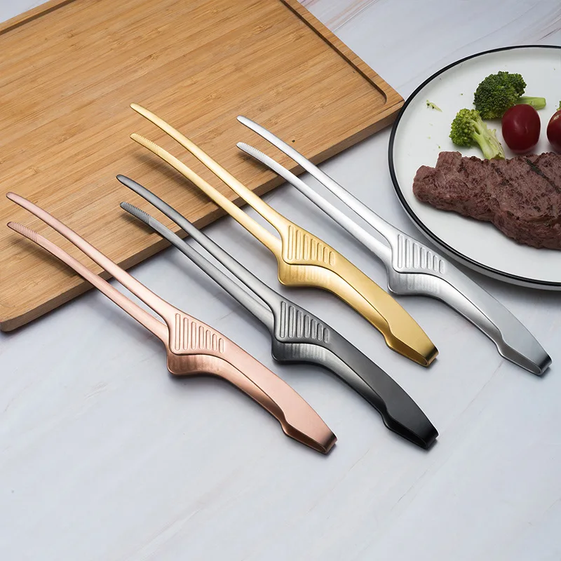 

Korean Delicate Metal Barbecue Tongs Anti-slip Self-standing Clips Multi-purpose Food Tongs Kitchen Gadgets BBQ Accessories