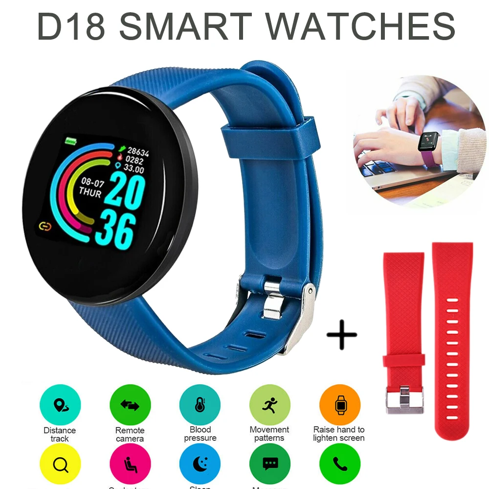 

Smart Watches Social Media Notifications Blood Oxygen Heart Rate Tracker Anti-Lost Pedometer Calorie Consumption Sports Bracelet