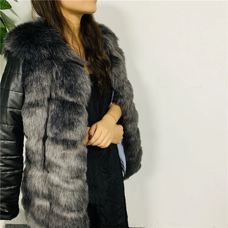 2023 Winter Thick Warm Fur for Women Black Long Sleeve Overcoat Female Plush Clothing Faux Fur Coat Slim Leather Jacket Women