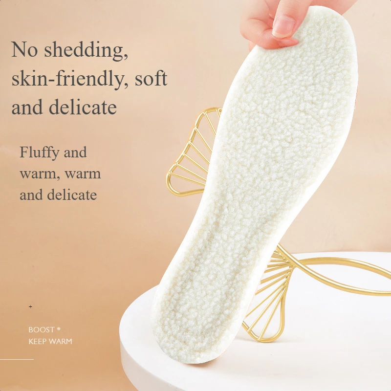 Keep Warm Heated Cashmere  Increase Insole Thicken Soft Breathable Winter Sport Shoes Insert For Man Woman