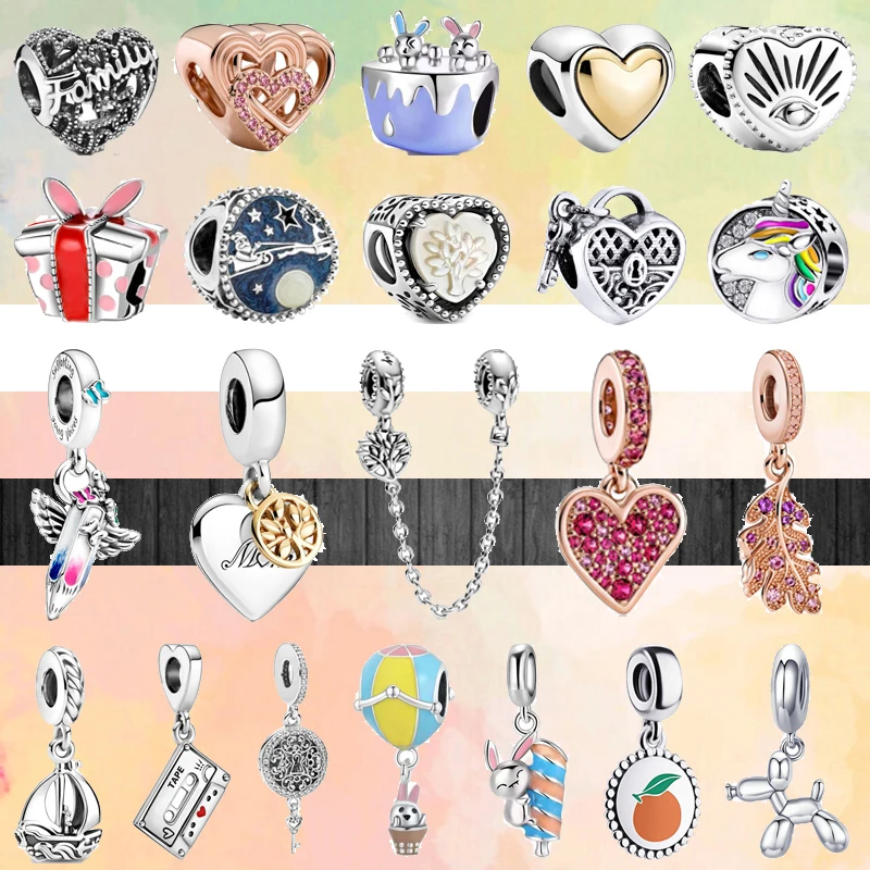

2022 New Cute Mushroom Crab Firefly Charm Butterfly Balloon Family Tree Beads Fit Original Pandora Silver Color Bracelet Jewelry