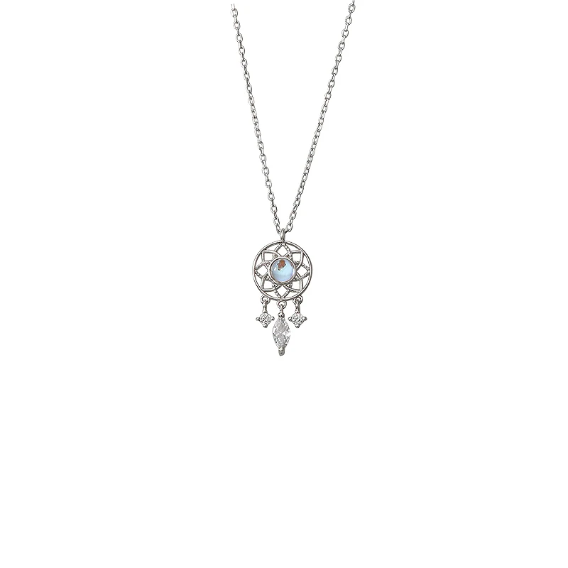 

Ожерелье из стерлингового серебра 925 пробы с элементами Ловца снов Женская легкая Роскошная нишевая дизайнерская Высококачественная цепоч...