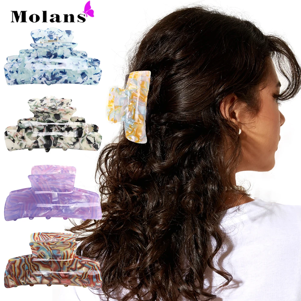 

Новинка 2022, женская заколка для волос Molans из ацетатного волокна, Ретро зажим для волос с принтом, милый акриловый зажим для девочек, аксессуа...