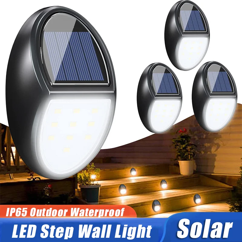

10 LED Solar Steps Light Outdoor Solar Lamp Smart Sensor Wall Light Waterproof Solar Powered Sunlight for Pool Garden Decoration
