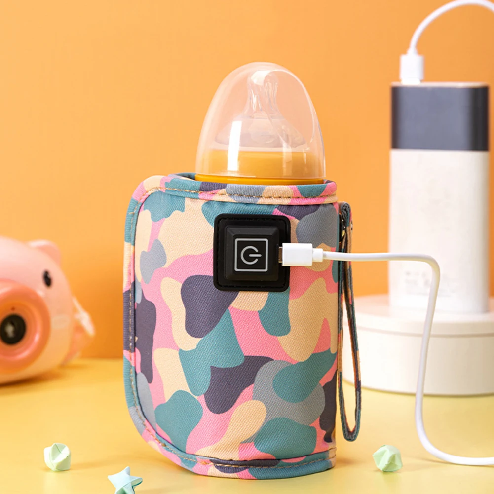 

USB Baby Nursing Bottle Heater Multipurpose Insulated Breastmilk Heating Bag Camouflage On The Go Outdoor Winter for Home Travel