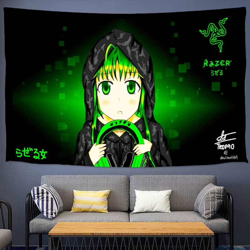 

Tapestry Aesthetic Bedroom Decoration Wall Art Razer Hanging Home Accessories Tapestries Headboards Wallpaper Decor Decorative