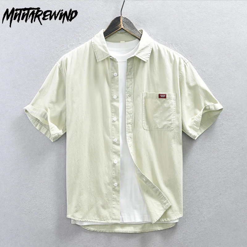 

Новая летняя мужская рубашка с коротким рукавом, 100% хлопок, уличные повседневные рубашки, Однотонная рубашка с карманами, на пуговицах, женские топы, молодежные
