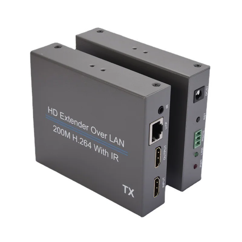 Single Network Cable Extender Hdv-200d HDMI to RJ45 Extends 200m Through IP Network
