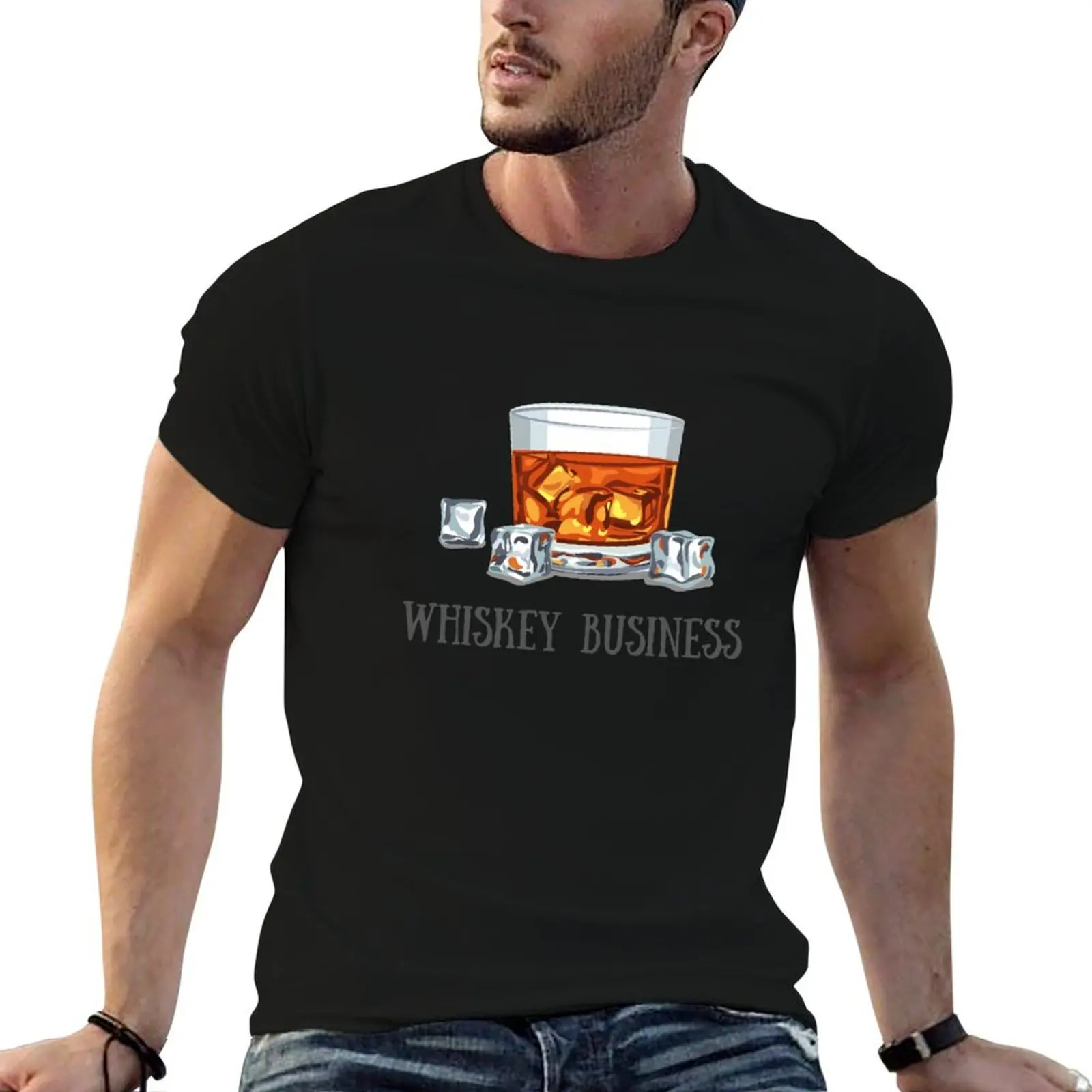 Фото Футболка с надписью «Whiskey Business, Risky Business», мужская футболка, футболки в стиле аниме для мужчин, футболка для мужчин №1