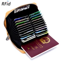 men and women leather organ card holder leisure anti theft rfid passport cover bag trendy multi card soft leather wallet men