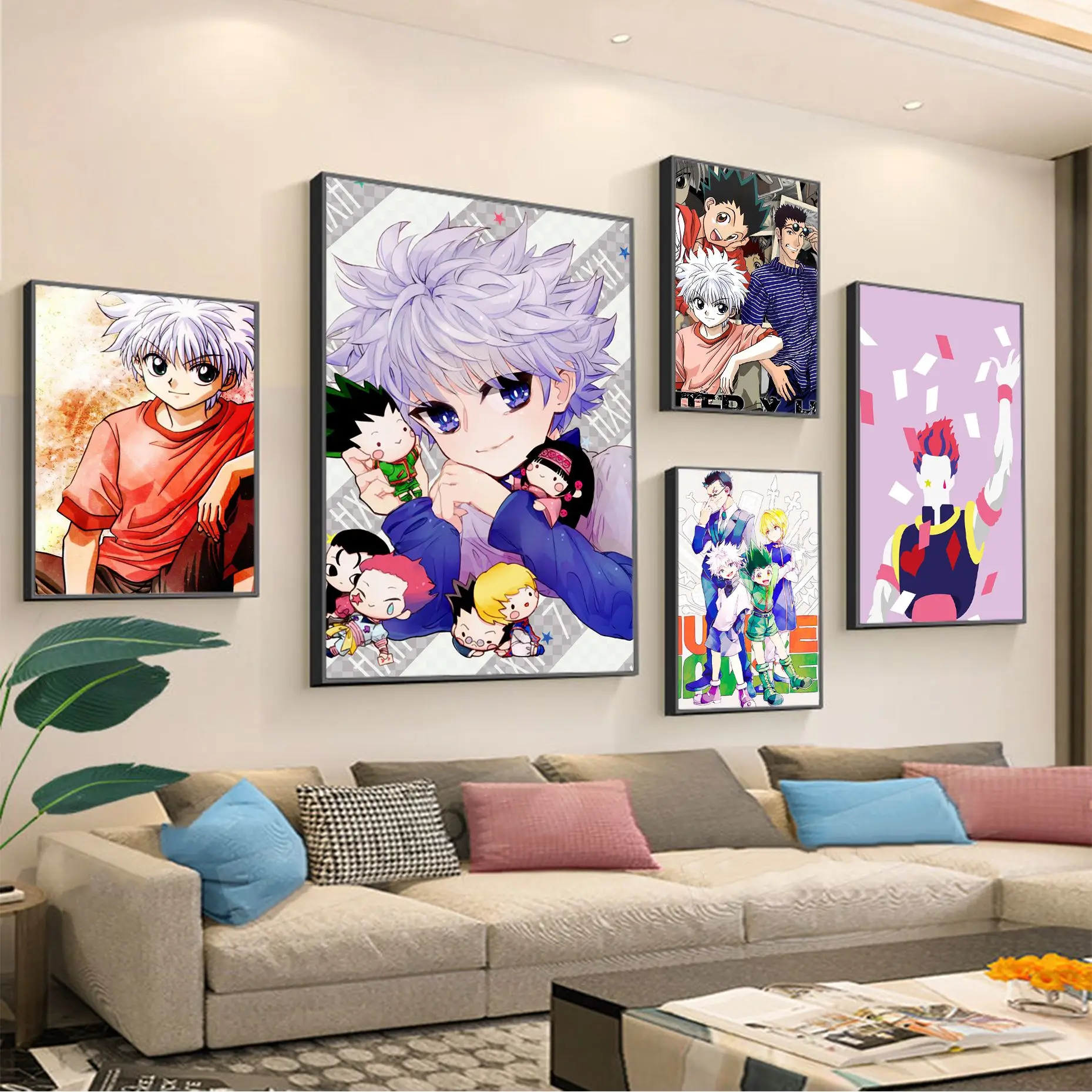 

Hunter X Hunter Anime Vintage Posters Sticky Waterproof Paper Sticker Coffee House Bar Nordic Home Decor