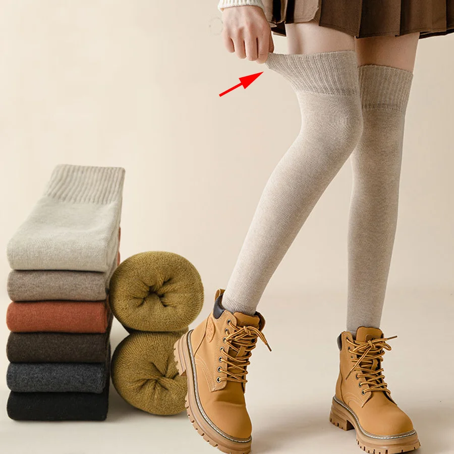 

New For Long Khaki Knee Over Socks Winter High Warmers Cuffs Warm Footless In Women Socks Black Thigh High Leg Sock Thermal Long