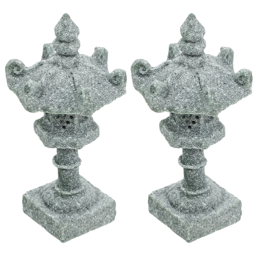 

2 Pcs Japanese Tower Light Decoration Pagoda Model Mini Ornaments Aromatherapy Garden Pavilion Stone Zen Statue Miniature Scene