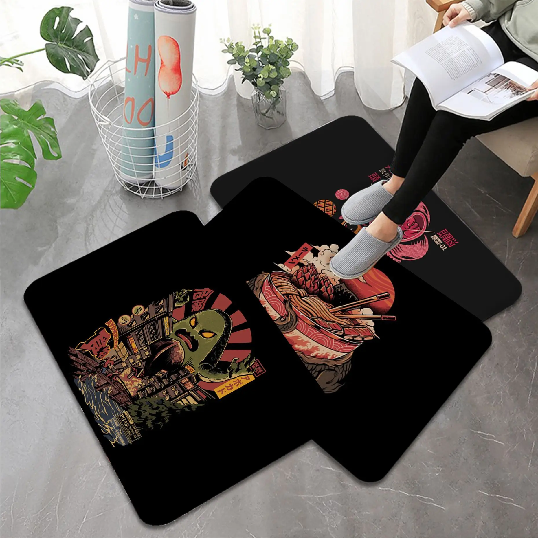 

Japanese Style Hip Hop Harajuku Style Bath Mat Cheaper Anti-slip Modern Living Room Balcony Printed Household Carpets