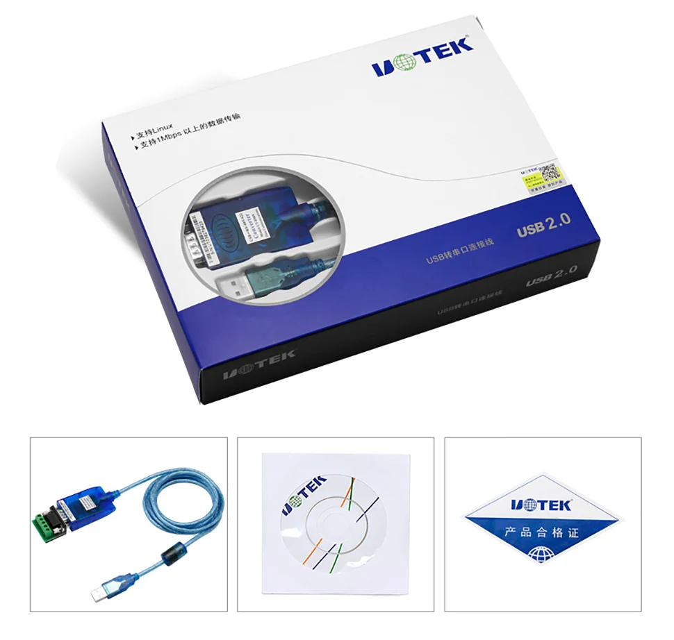 UOTEK 4 92 фута USB-RS485 Кабель-конвертер RS422 USB-A RS-422 Адаптер RS-485 Разъем DB9 Полупрозрачное