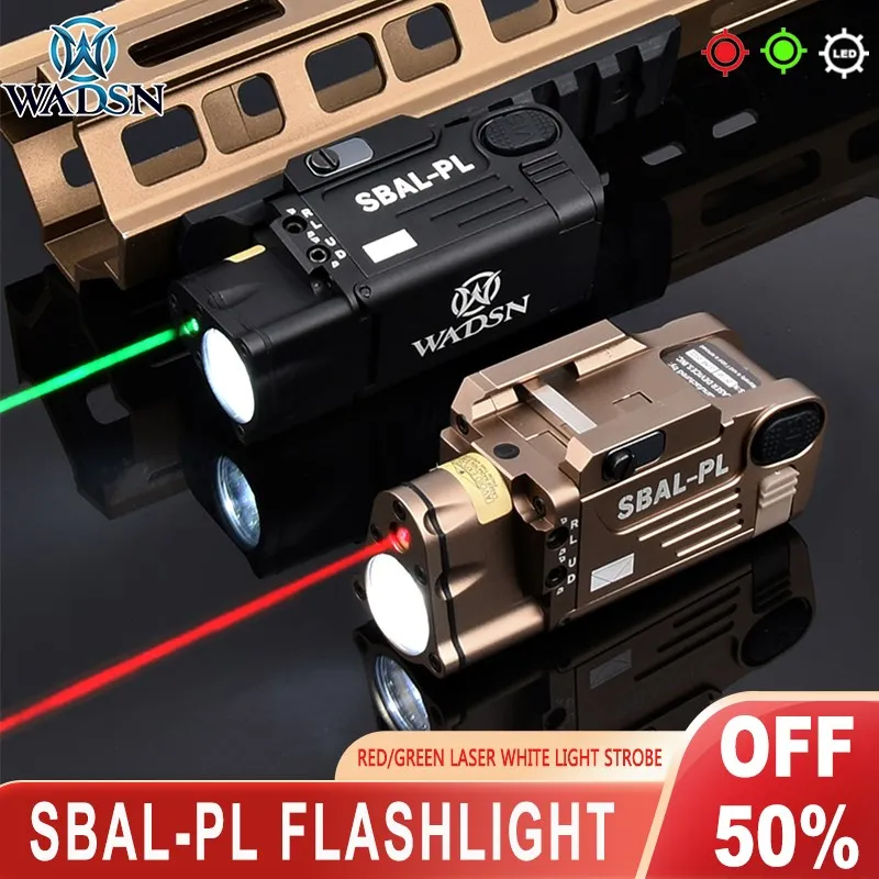 WADSN Metal SBAL-PL Green Laser Tactical Hunting Weapon Light Red Laser Pistol Constant & Strobe Airsoft DBAL PEQ Picatinny Rail