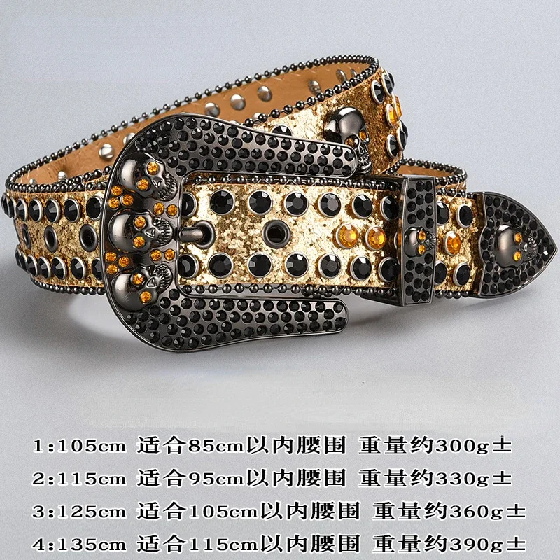 Модный темный ремень с инкрустацией стразами в виде черепа унисекс продвинутый