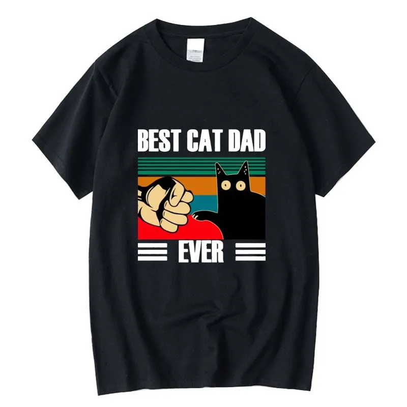 

Men's top quality 100% cotton BEST CAT DAD print men t-shirt cool Cat short sleeve loose t shirt casual t-shirt tees male tops