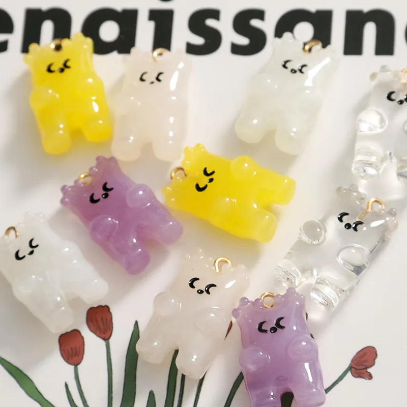

Min order 20pcs/lot color pattern print animals cartoon bears shape resin beads with hanger diy jewelry garment accessory