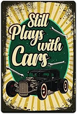 JP's Prcels Tn Sgns Shop Wll Décor — Metl Sgn для uto Mechncs Gft 12 x 8 n. Stll Plys с Crs