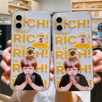 cool wish to be rich phone case for iphone 11 12 13 pro max mini xs xr 7 8 plus soft silicone transparent tpu back cover shells