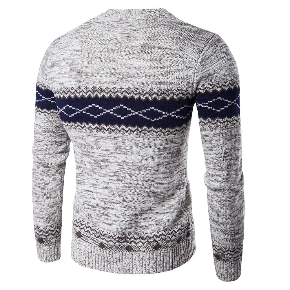 Fashion Men Floral Print O Neck Long Sleeve Slim Knitted Sweater Blouse Top Mens Striped Sweaters & Pullovers Female Clothing