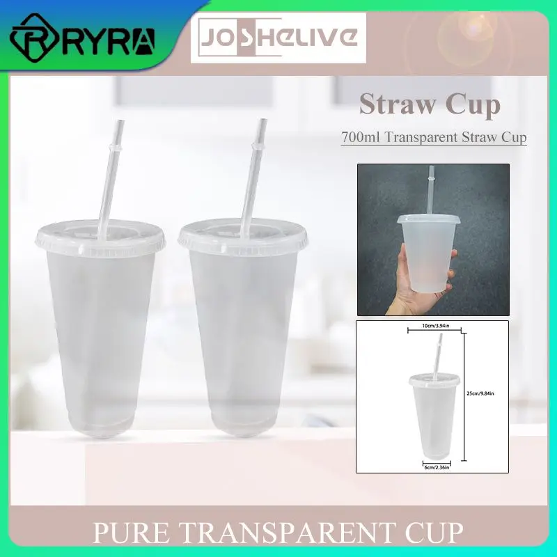 

Matte Coffee Cups Clear 700ml Straw Mugs With Lid With Straw Drinkware Reusable Cups Plastic Tumbler Coffee Mug Mugs