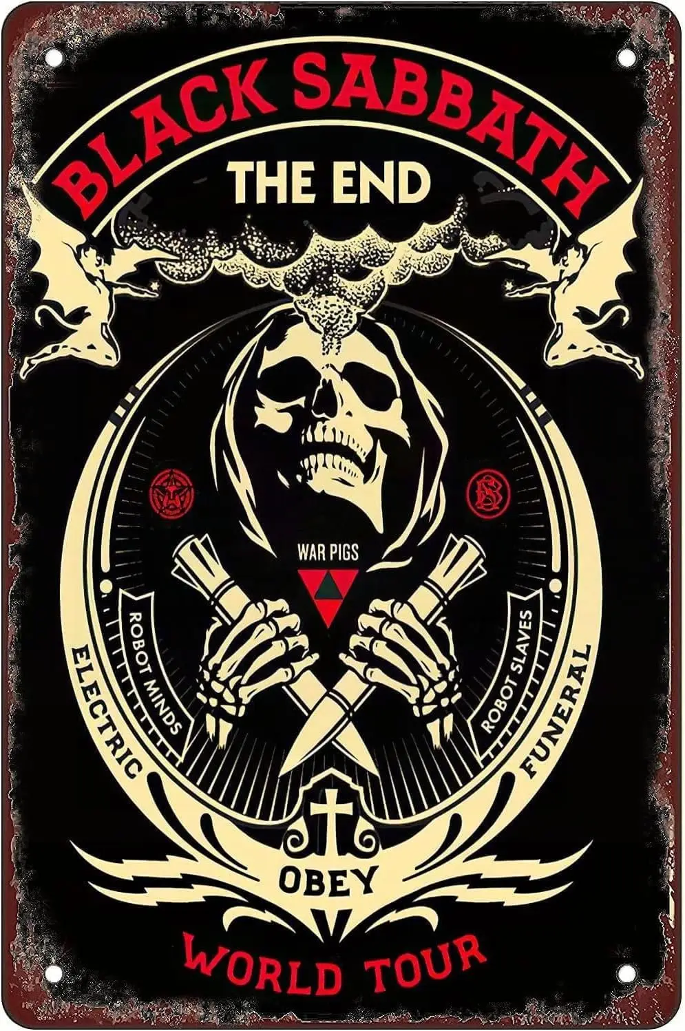 Vntge Blck Sbbth Sgn — постер Metl размером 8x12 nches для дома Br или Ktchen Wll Decor с ретро-хром