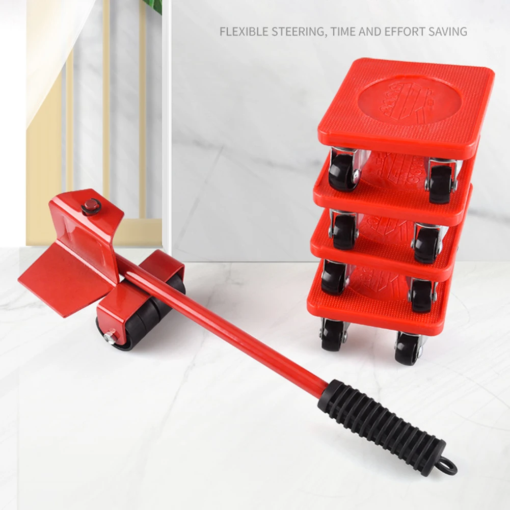 

5pcs Wheel Bar Mover Device Max Up Furniture Transport Lifter Tool Heavy Stuffs Moving Wheel Bar Mover Device