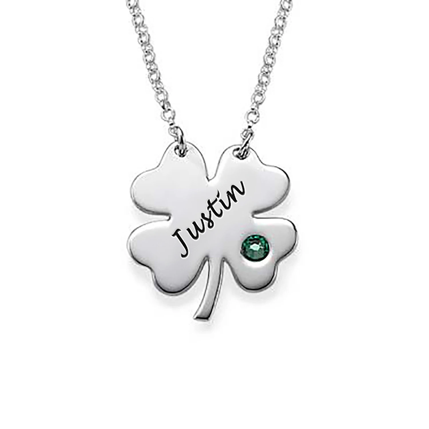 

Custom Carved Four-leaf Clover NecklaceStainless Steel Custom Name Birthstone Pendant for Bff Karkoto Mother Mom Girlfriend Gift