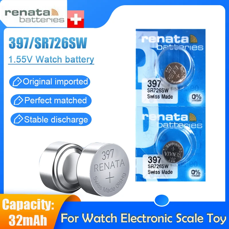 2-5 шт. RENATA 397 SR726SW AG2 LR726 1 55 в аккумулятор из оксида серебра для часов долговечные