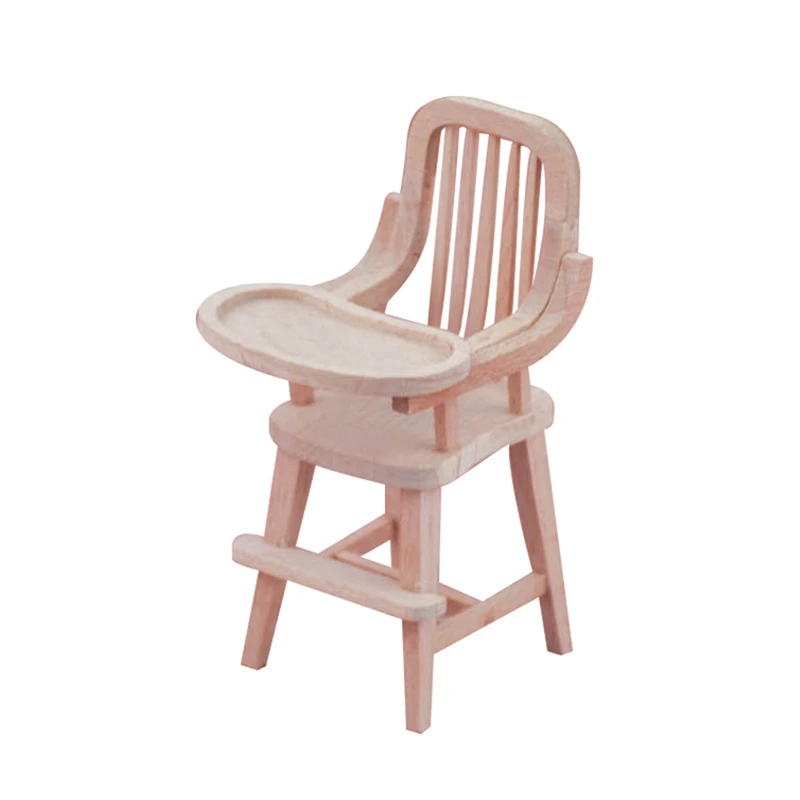 

1 Piece 1:12 Dollhouse Miniature Wooden Chair Baby Seat Dining Chair Dolls House Mini Furniture Model Ornaments