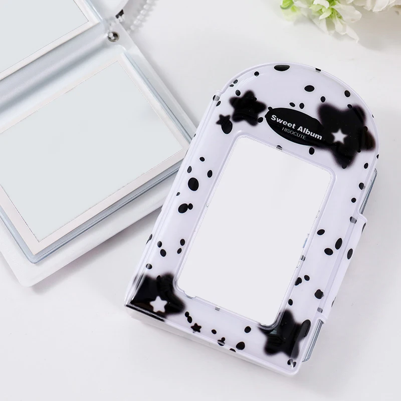 Держатель для фотокарт с черными и белыми чернилами, милый фотоальбом с принтом звезды, маленькие почтовые открытки INS с 28 карманами и Kpop Idol, коллекционная книга 3 дюйма