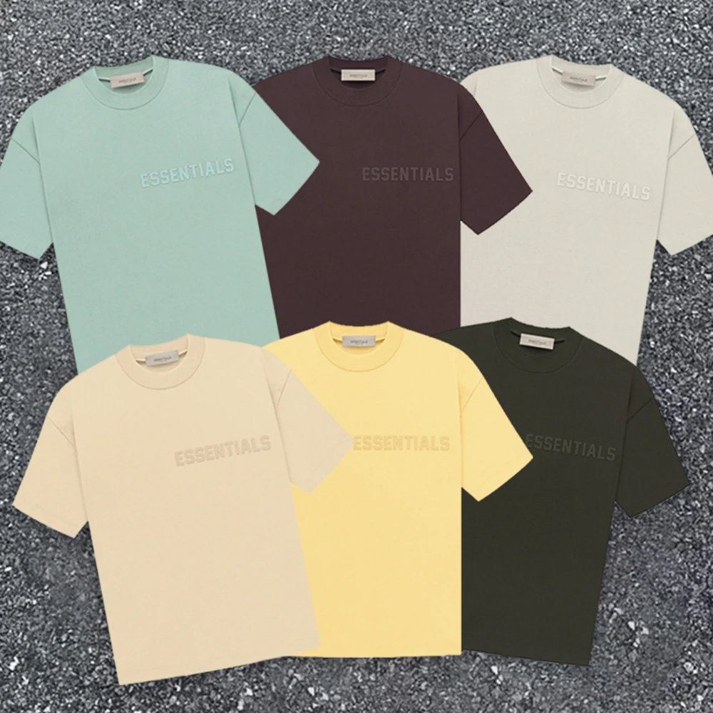 

Frog drift Streetwear ESSENTIALS 23SS Silicone Letter Plum Oversized Summer High Streetwear Tee Tops t shirt For Men