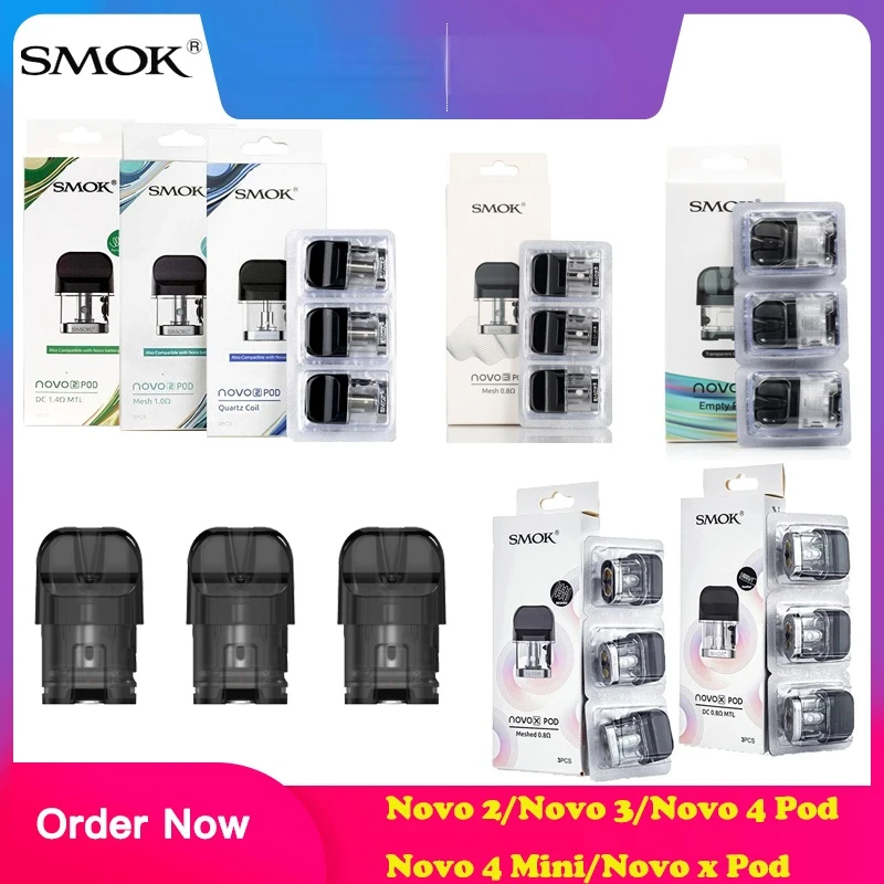 SMOK Novo 2/Novo 3/Novo 4/Novo 4 Mini/Novo X Pod Cartridge 3pcs/Pack Replacement Mesh Quartz DC Cartridge Authenitc