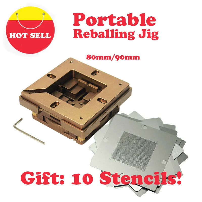 

BGA Reballing Station Jig 80mm/90mm Auto Lock Screw Positioning Fixture with Magnetic IC Reballing Clamp Chipset Stencils Kit