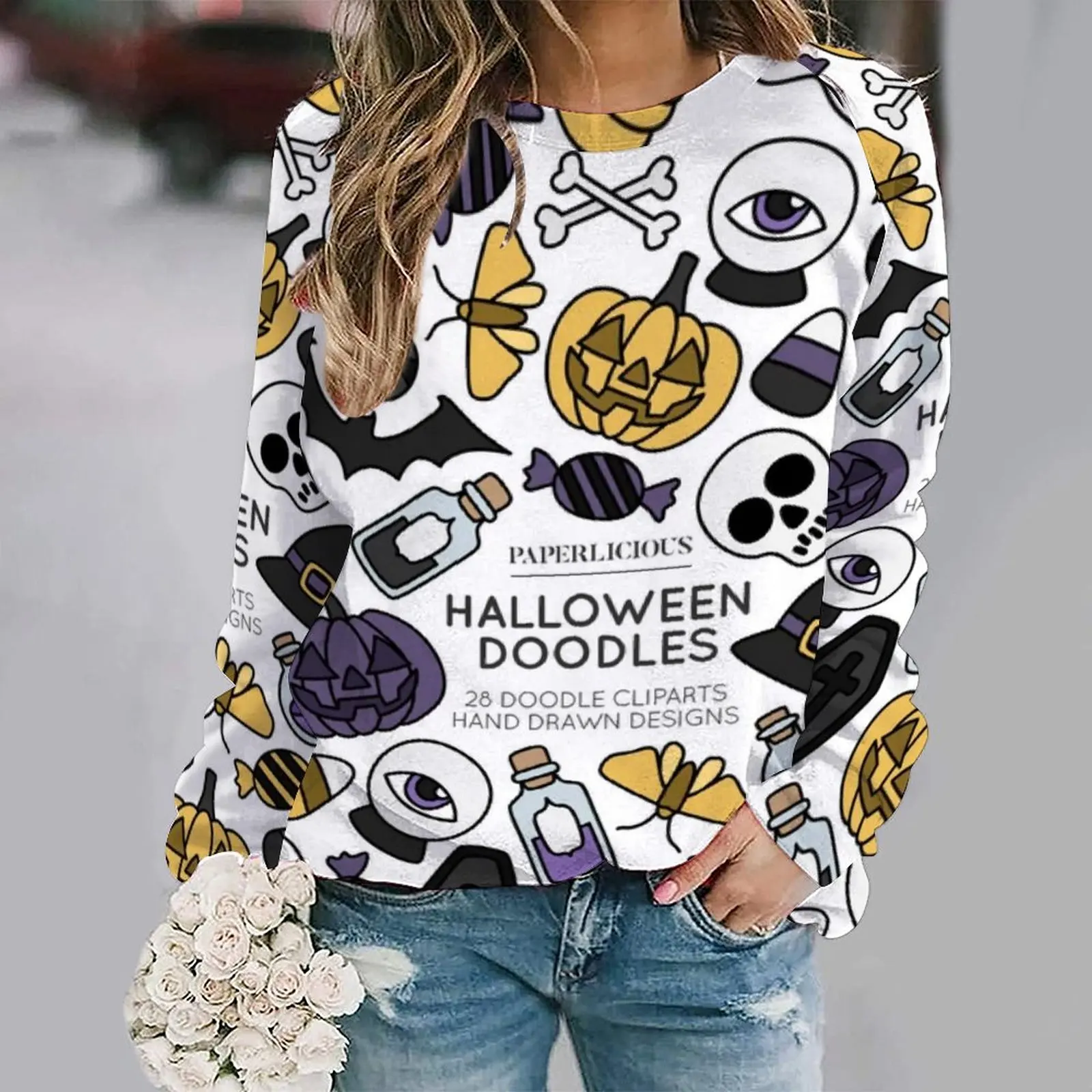 

Kanchii 2022 new spring and autumn long sleeve hoodless shirt Harajuku fashion pattern 3D student street Y2K Sweatshirt